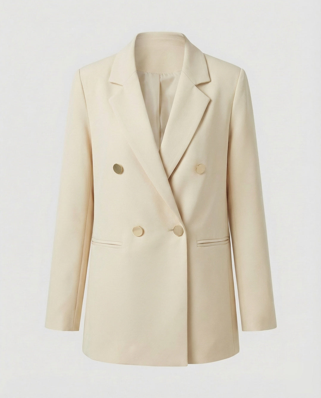 Women's Oversized Double-Breasted Blazer with Notch Lapel & Buttons