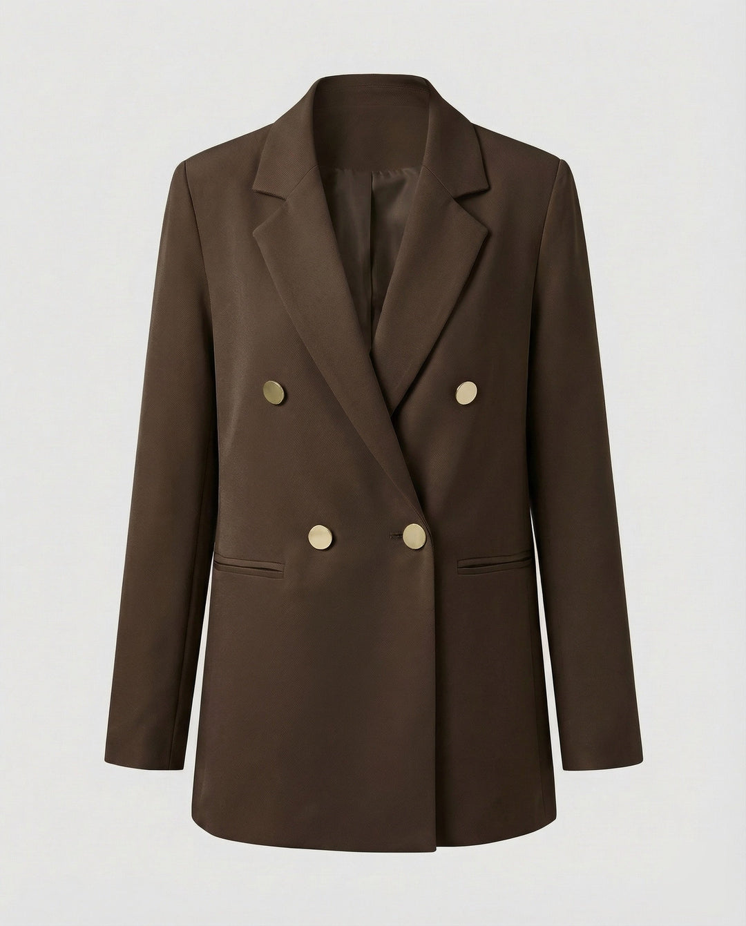 Women's Oversized Double-Breasted Blazer with Notch Lapel & Buttons