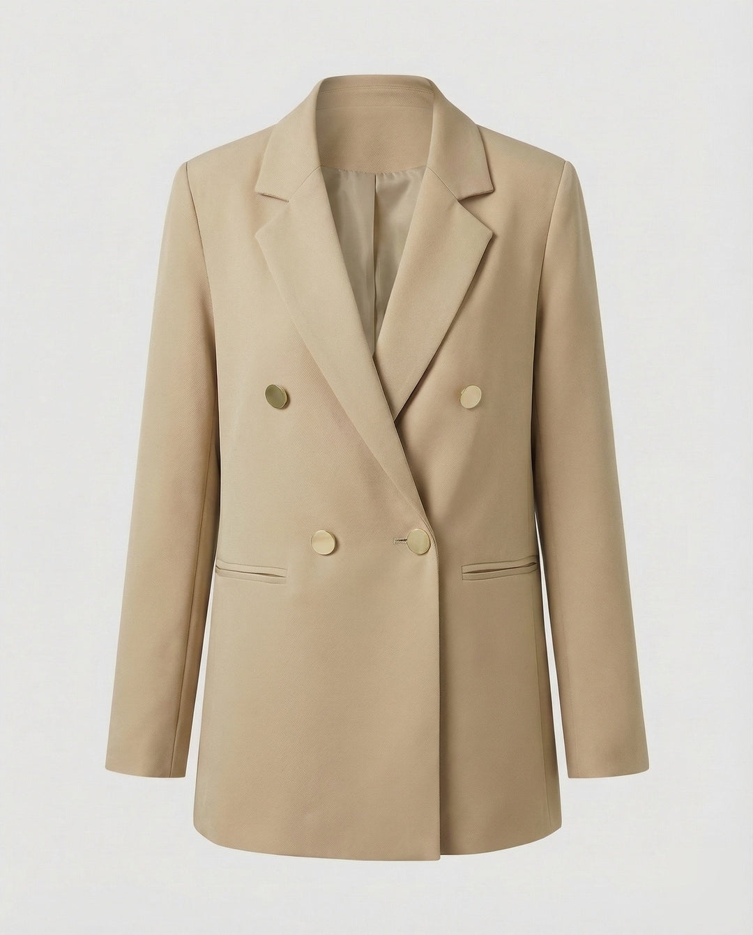 Women's Oversized Double-Breasted Blazer with Notch Lapel & Buttons