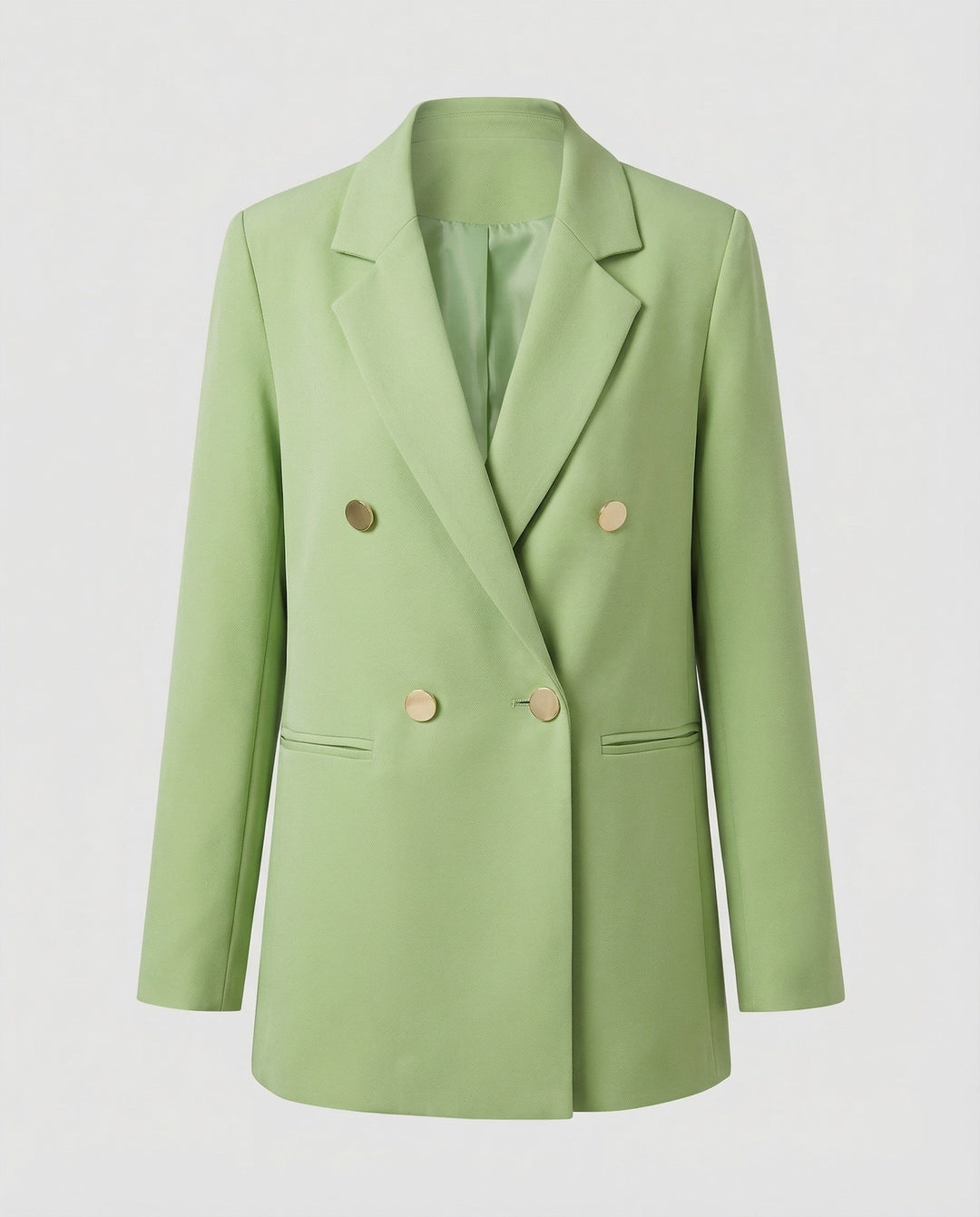 Women's Oversized Double-Breasted Blazer with Notch Lapel & Buttons