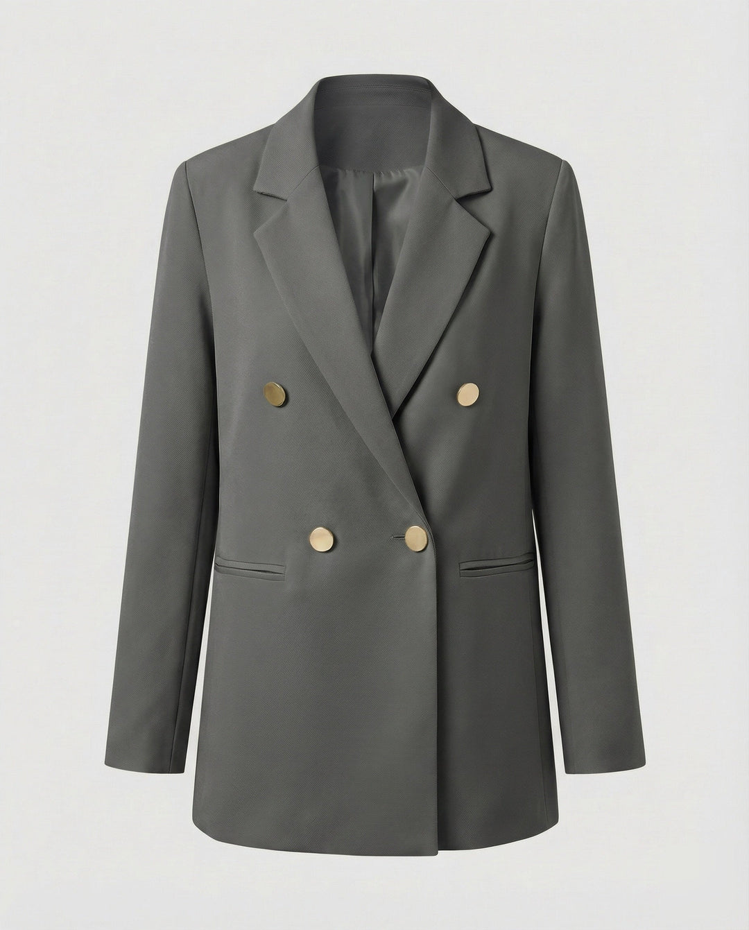 Women's Oversized Double-Breasted Blazer with Notch Lapel & Buttons