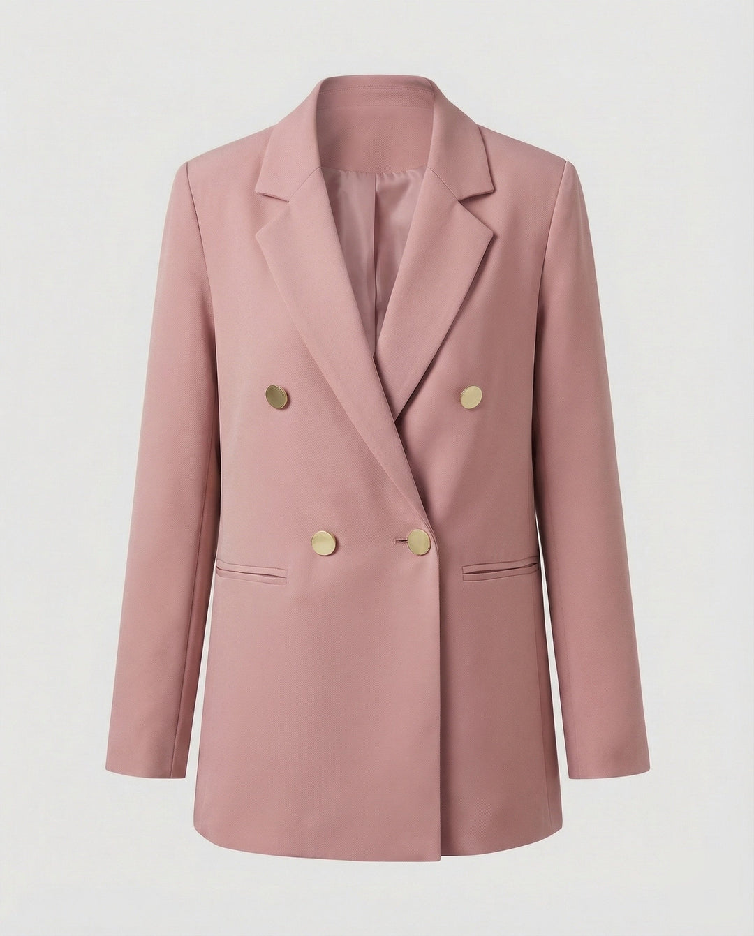 Women's Oversized Double-Breasted Blazer with Notch Lapel & Buttons
