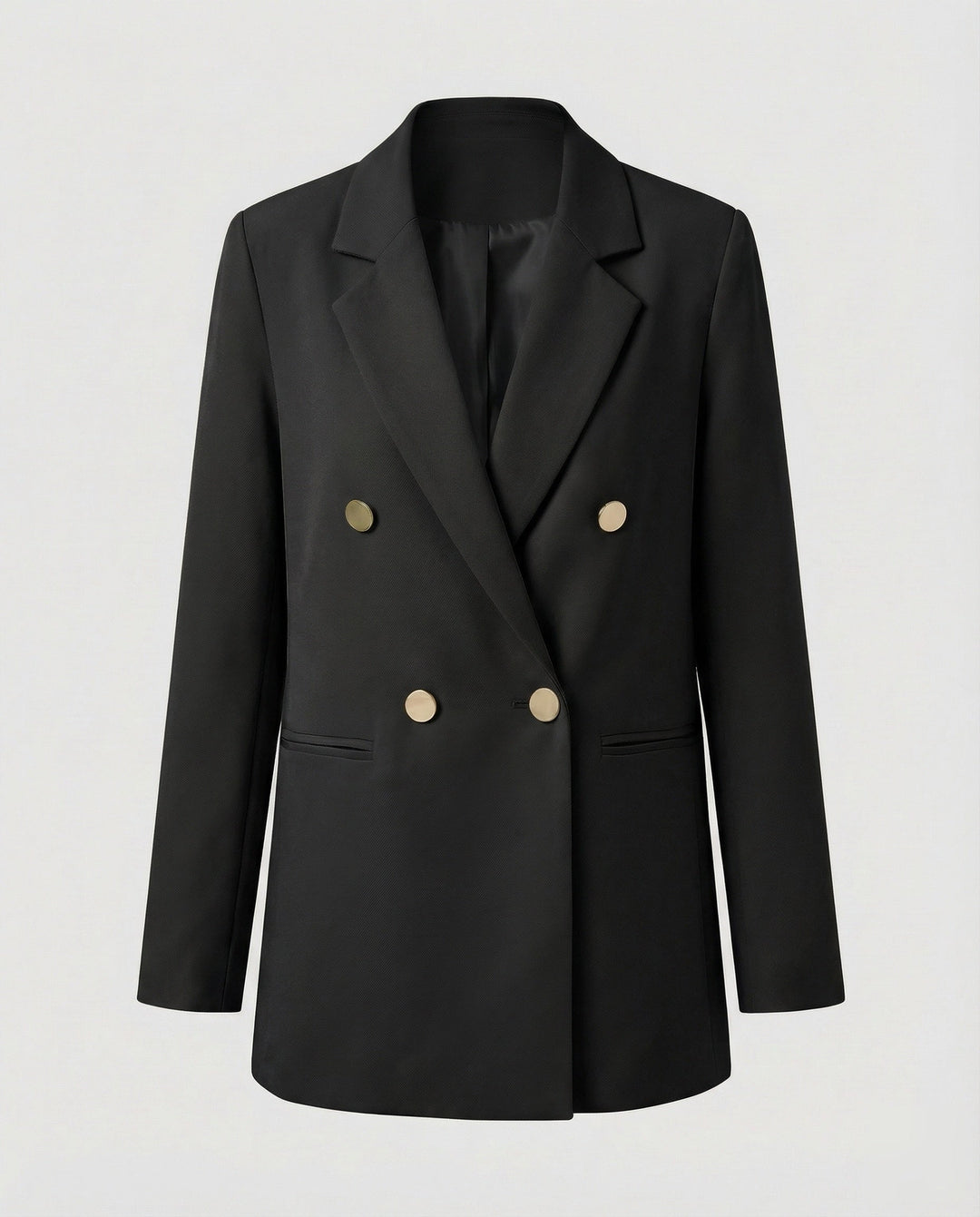 Women's Oversized Double-Breasted Blazer with Notch Lapel & Buttons