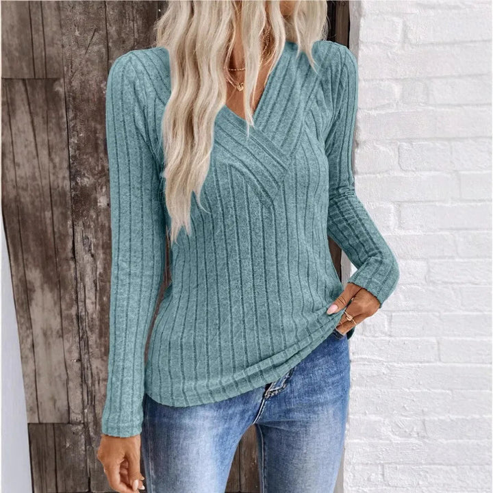 Women's Elegant Textured Stripe Knit Sweater