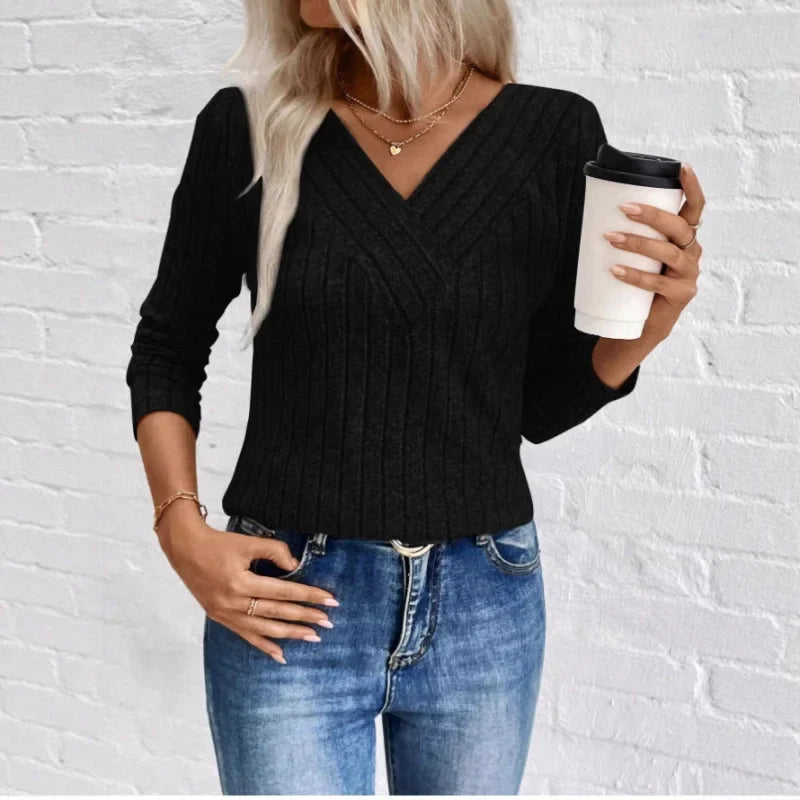 Women's Elegant Textured Stripe Knit Sweater