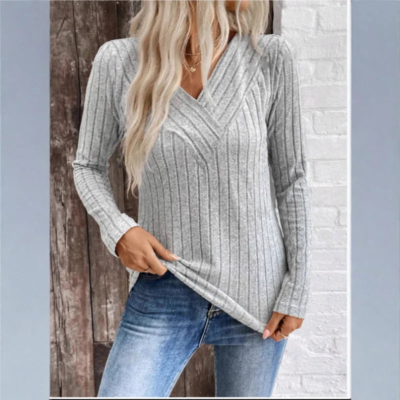 Women's Elegant Textured Stripe Knit Sweater