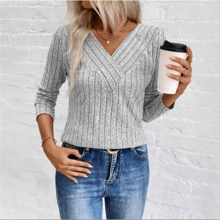 Women's Elegant Textured Stripe Knit Sweater