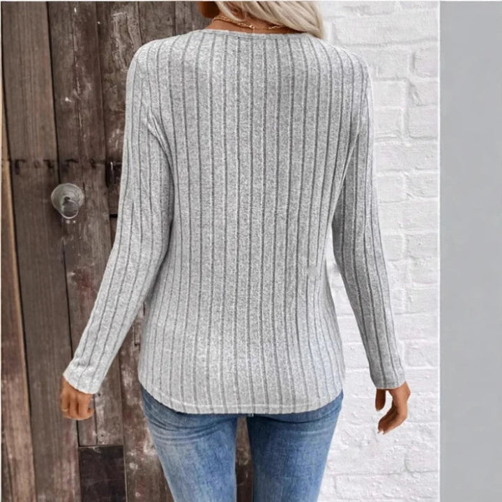 Women's Elegant Textured Stripe Knit Sweater
