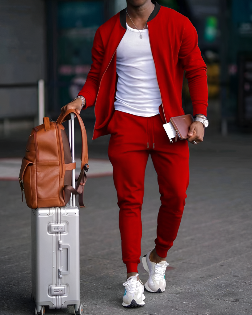 Men's Zip-Up Jacket and Matching Pants Set