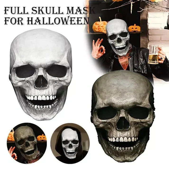 Halloween's Realistic Skull Mask with Moving Jaw and Bone Details