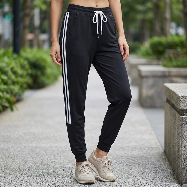 Women's Stylish Regular Fit Side Stripe Drawstring Pants