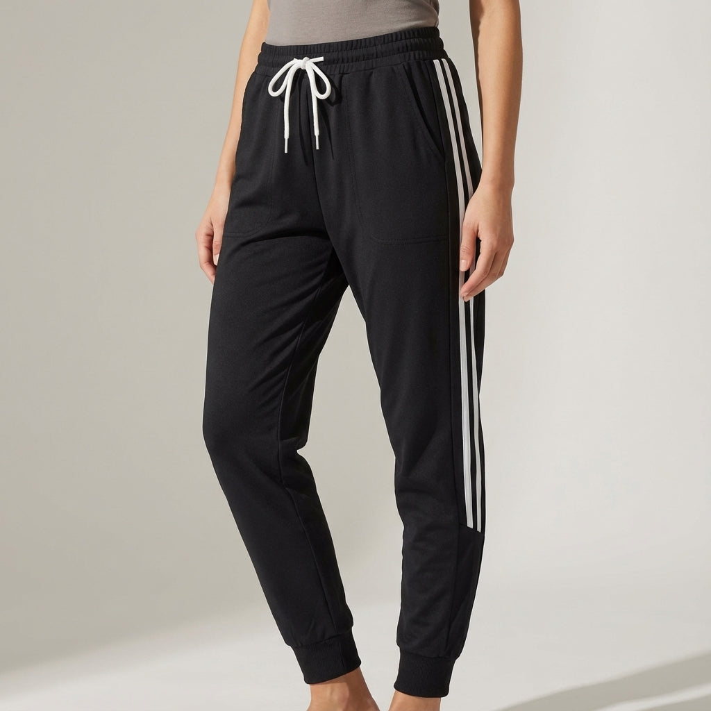 Women's Stylish Regular Fit Side Stripe Drawstring Pants