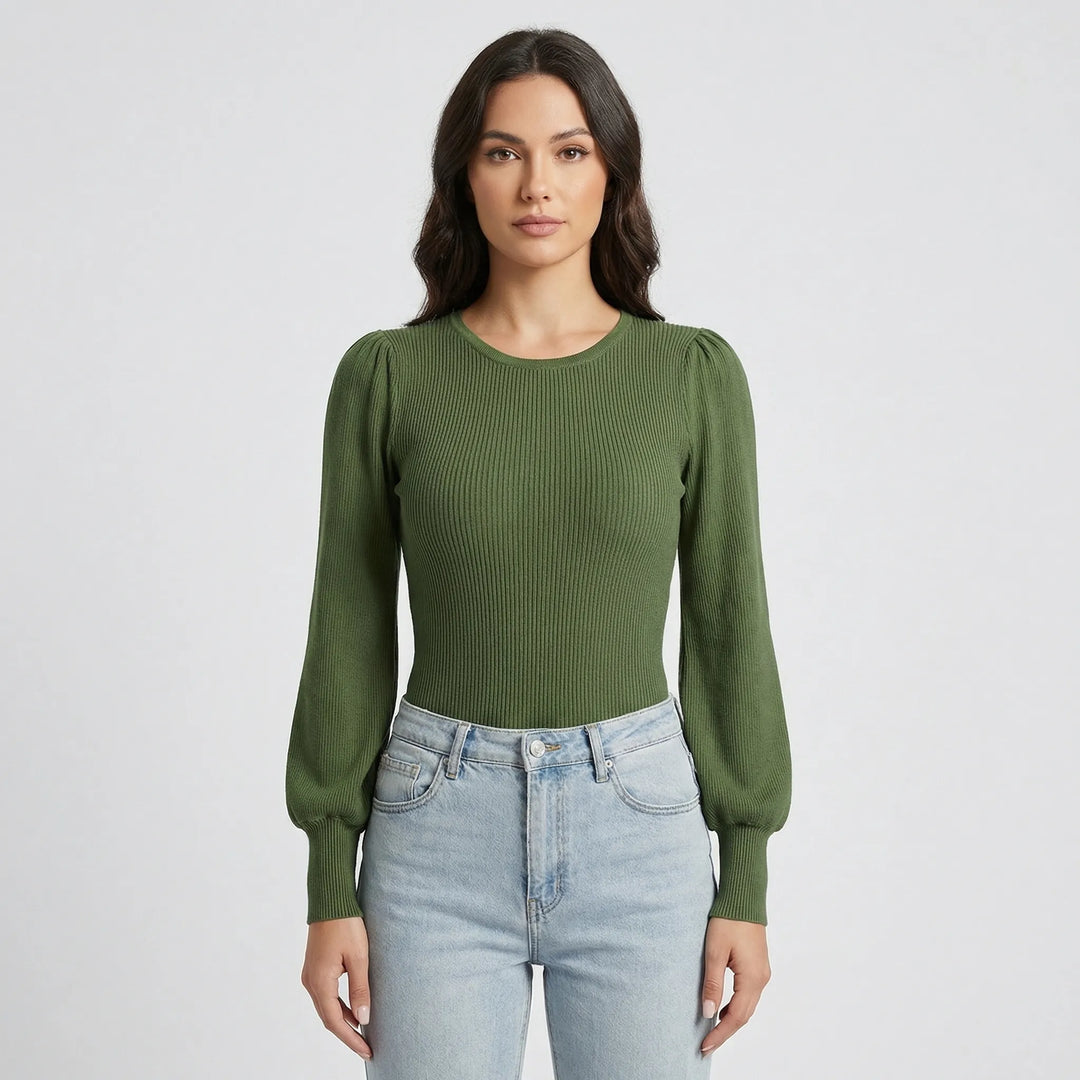 Lorena | Women's Ribbed Long Sleeve Fitted Bodysuit