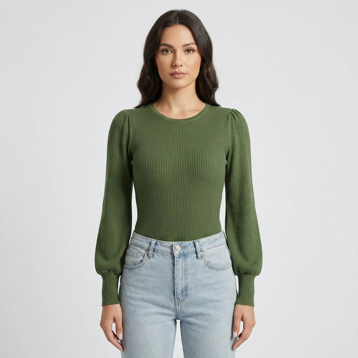 Lorena | Women's Ribbed Long Sleeve Fitted Bodysuit