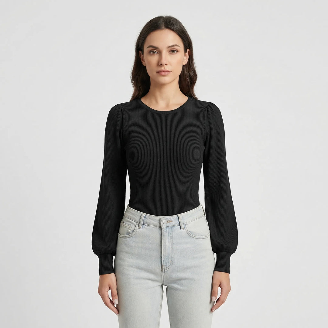 Lorena | Women's Ribbed Long Sleeve Fitted Bodysuit