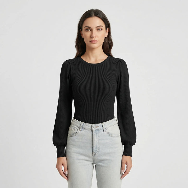 Lorena | Women's Ribbed Long Sleeve Fitted Bodysuit