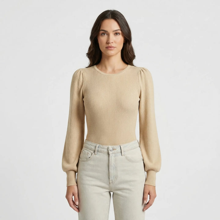 Lorena | Women's Ribbed Long Sleeve Fitted Bodysuit
