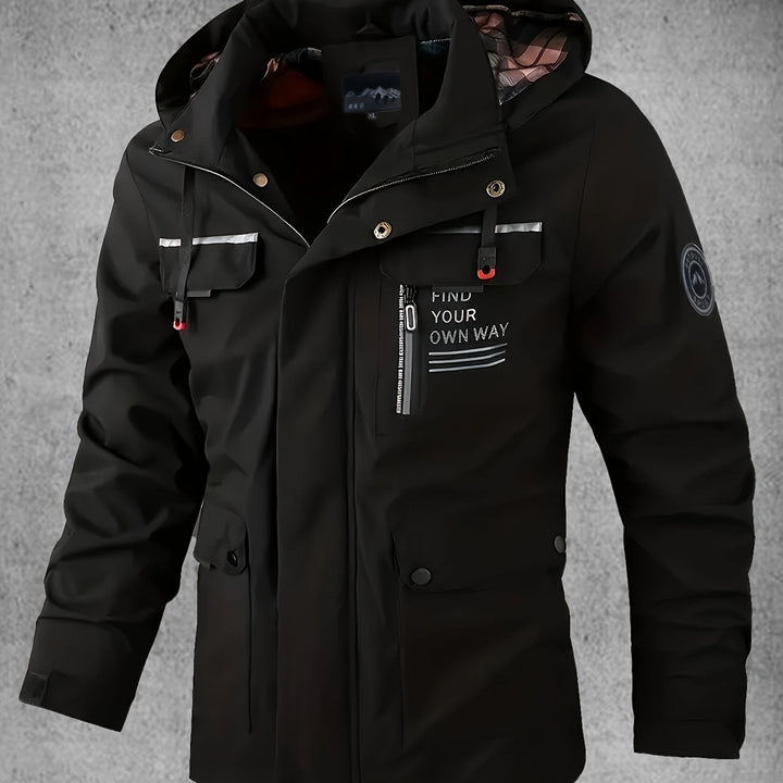 Men's Waterproof Windproof Multi-Pocket Hooded Outdoor Jacket
