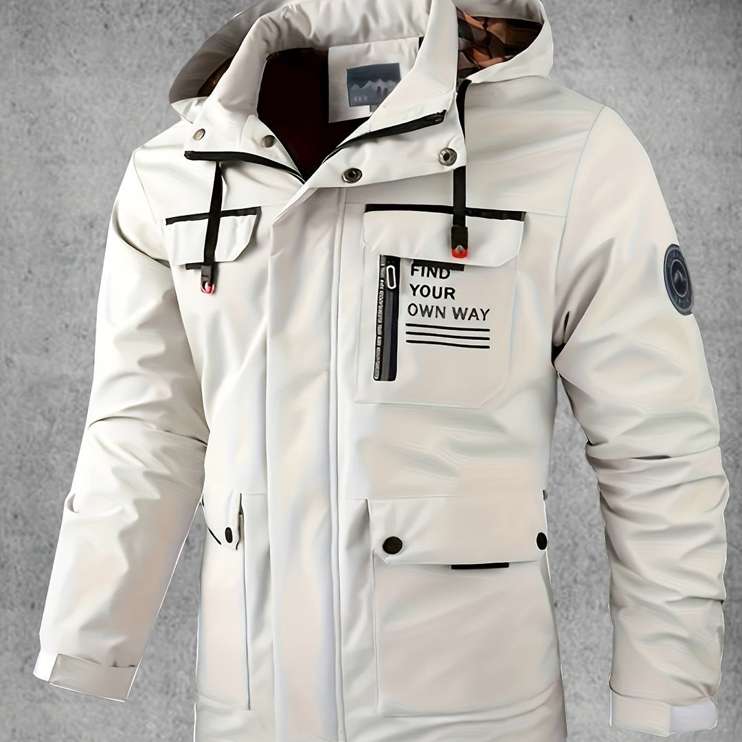 Men's Waterproof Windproof Multi-Pocket Hooded Outdoor Jacket
