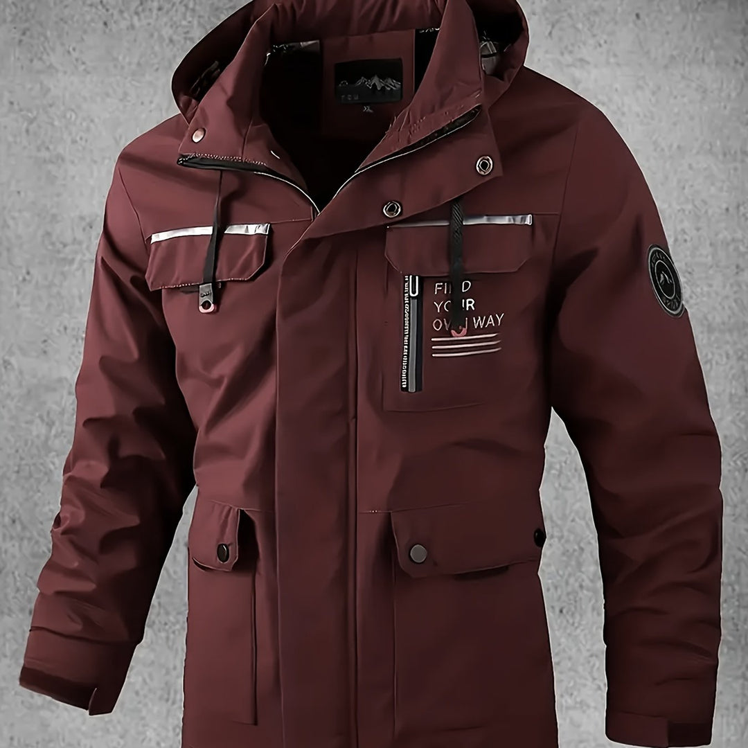 Men's Waterproof Windproof Multi-Pocket Hooded Outdoor Jacket
