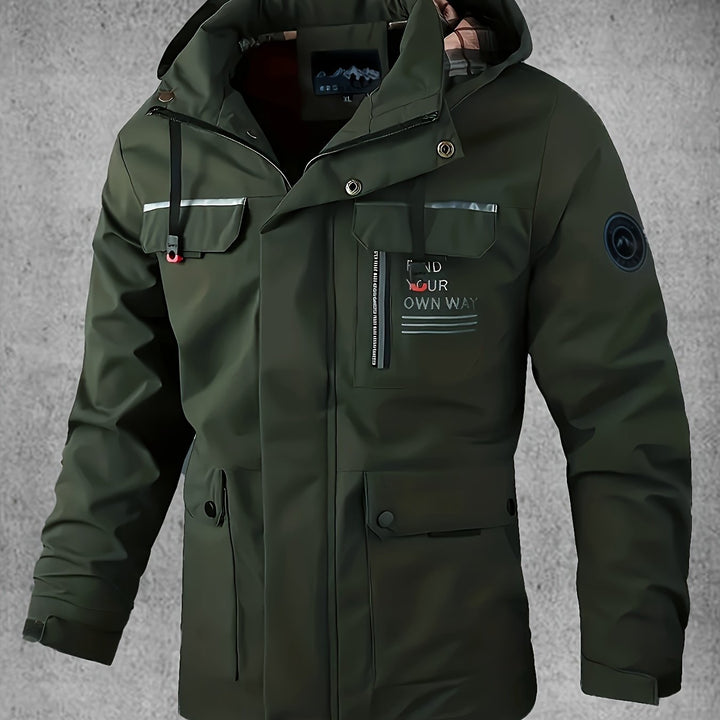 Men's Waterproof Windproof Multi-Pocket Hooded Outdoor Jacket