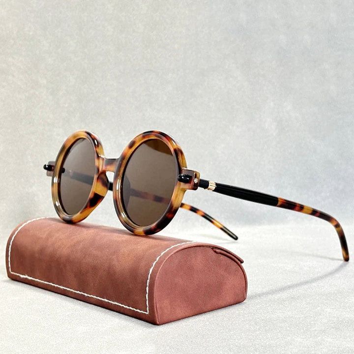 Unisex Round Tortoiseshell Retro Sunglasses