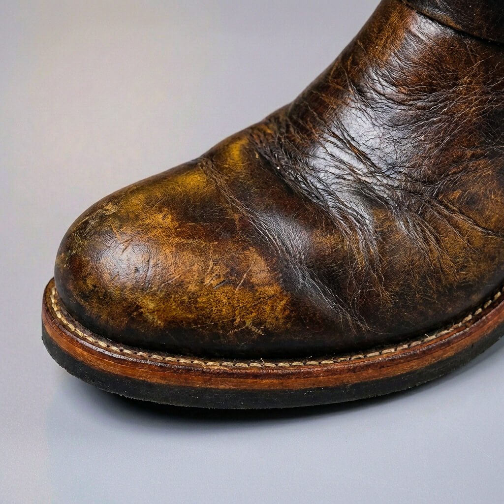 Men's Leather Engineer Boots with Metal Buckle Straps