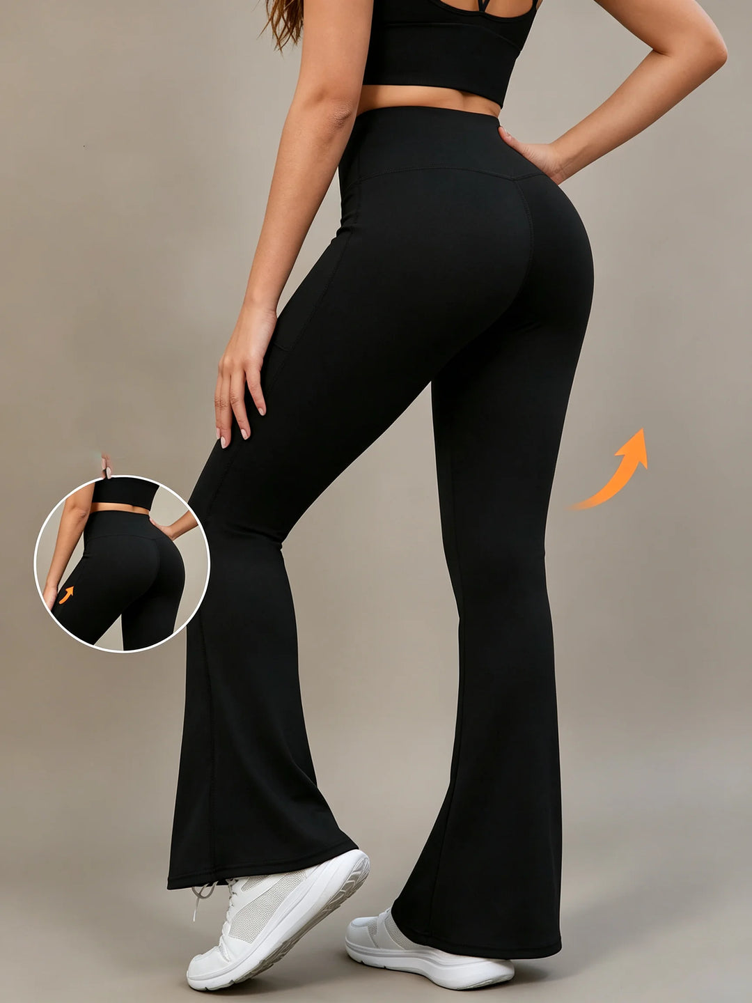 Women's High Waisted Shaping Flare Leggings for Fitness and Running
