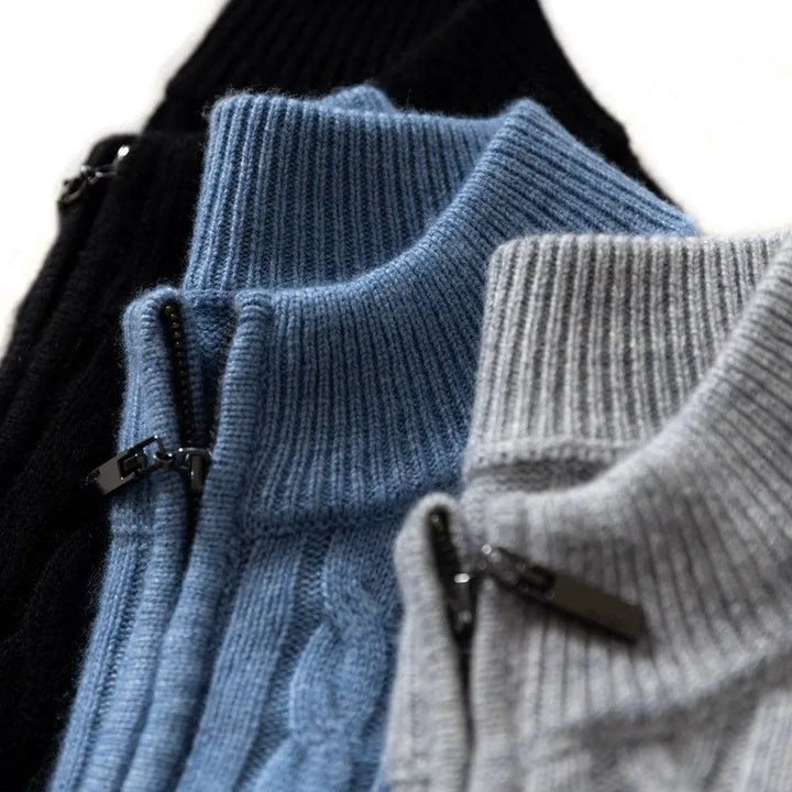 Men's Half-High Collar Zipper Knitting Sweater