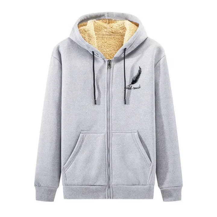 Men's Winter Windproof Hoodie - Sherpa Lined Thermal Zip Up Sweatshirt