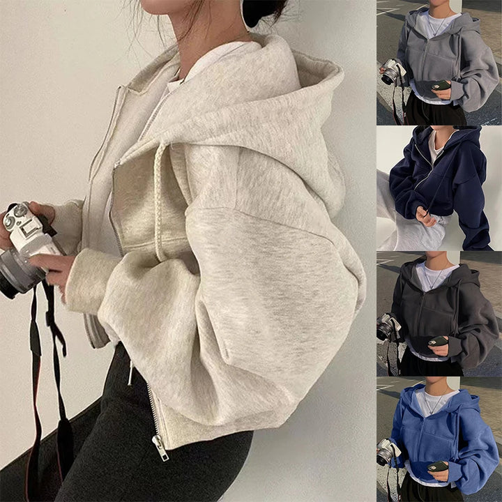 Women's Warm Fleece Lined Zip Up Hoodies for Autumn Winter Fashion