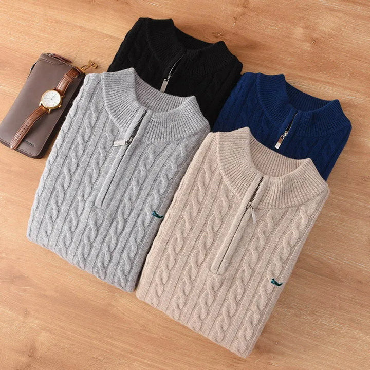 Men's Half-High Collar Zipper Knitting Sweater