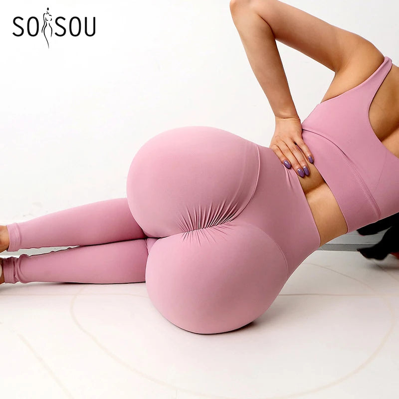 Women's High Waist Nylon Yoga Leggings for Fitness and Exercise