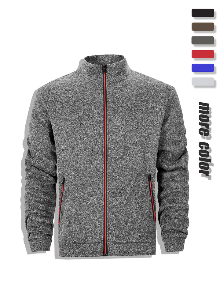 Men's Casual Full Zip Stand Collar Sweatshirt Coat for Autumn Winter