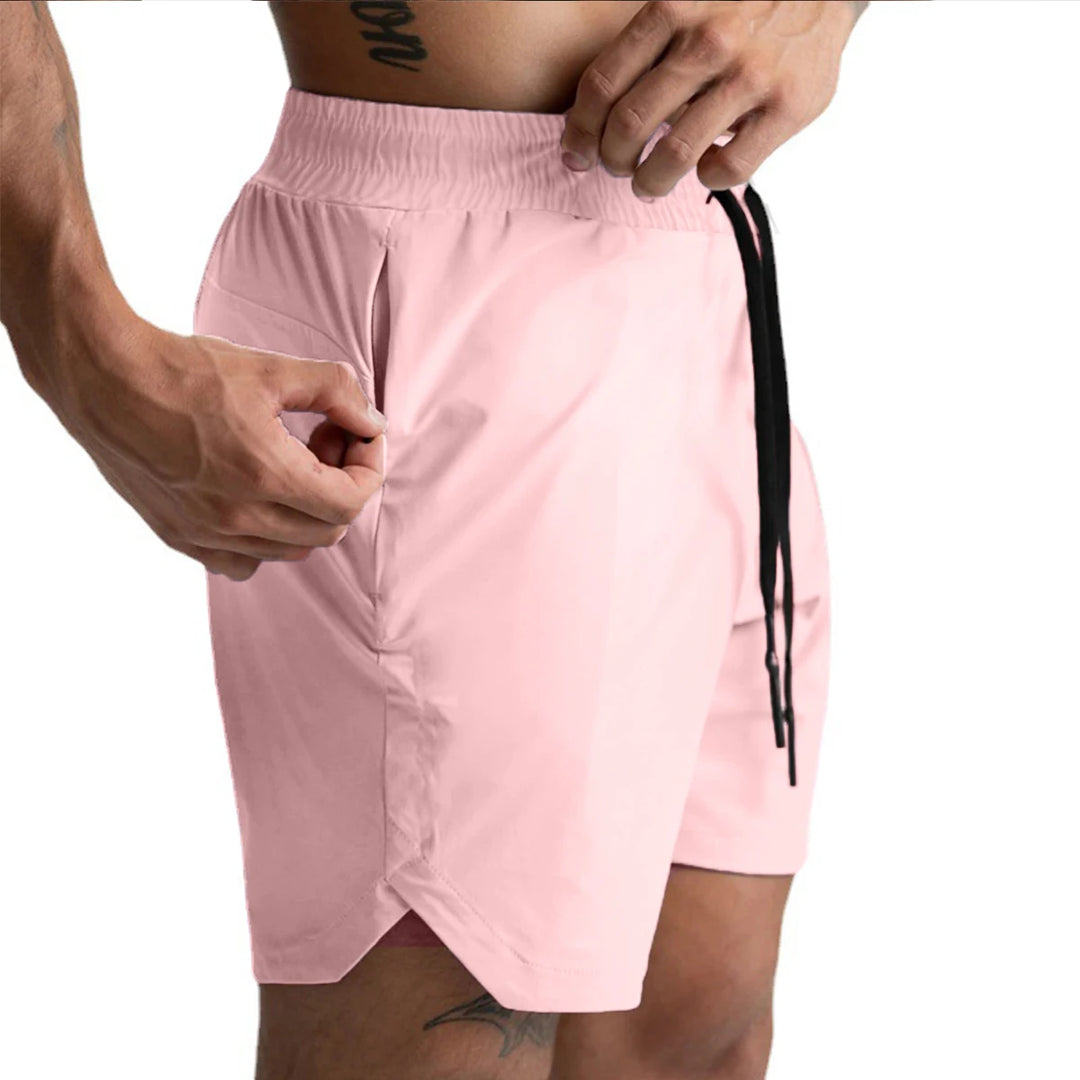 Men's Quick-Drying Solid Color Fitness Shorts for Casual Running
