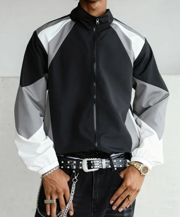 Men's Lightweight Color Block Coat, Casual Travel Windproof Wear-Resistant