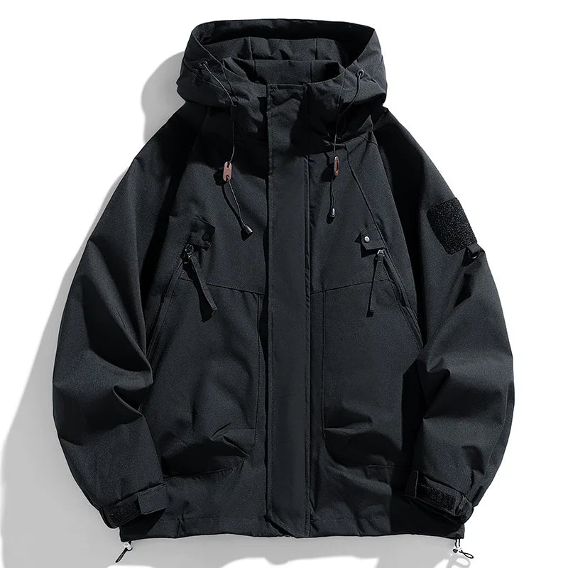 Men's Waterproof Hooded Windbreaker Coat for Hiking and Camping