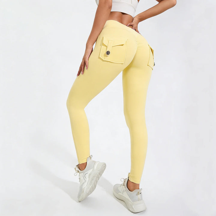 Women's Nylon Yoga Pants with Butt Pocket, Breathable Sports Leggings