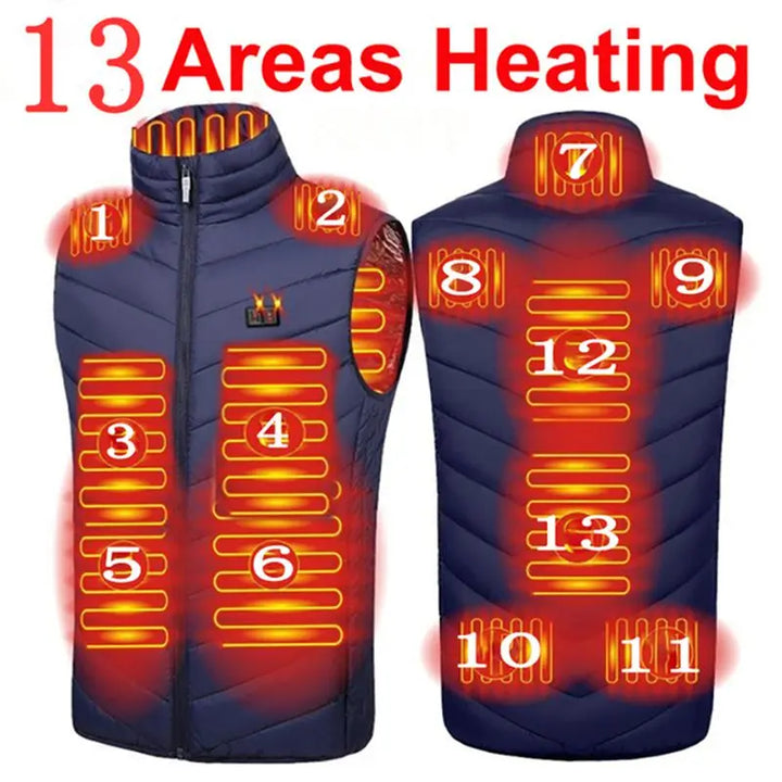 Men's USB Infrared Heated Vest with 17 Heating Zones for Winter Sports