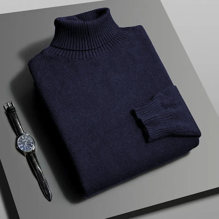 Men's High-Quality Knitted Turtleneck Sweater Slim Fit Long Sleeve