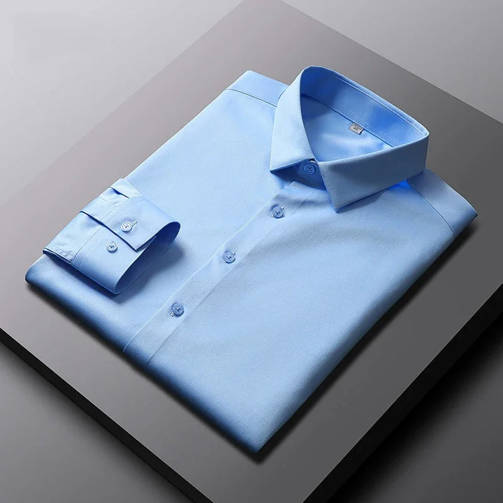 Men's Casual Solid Color Long Sleeve No-Iron Work Shirt