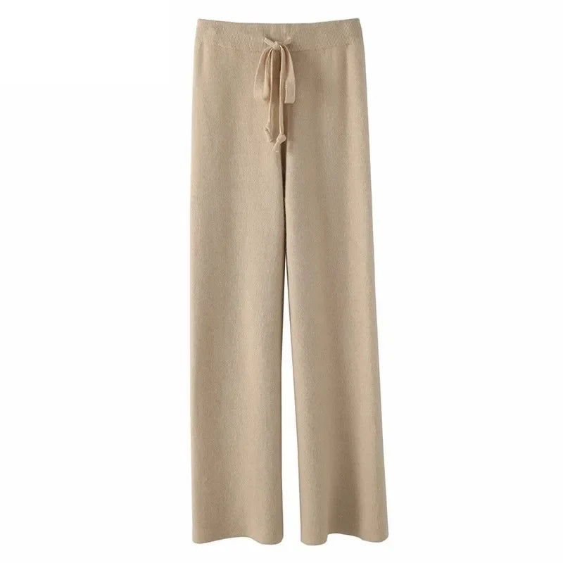 Women's Refined Knit Wide Leg Drawstring Lounge Pants