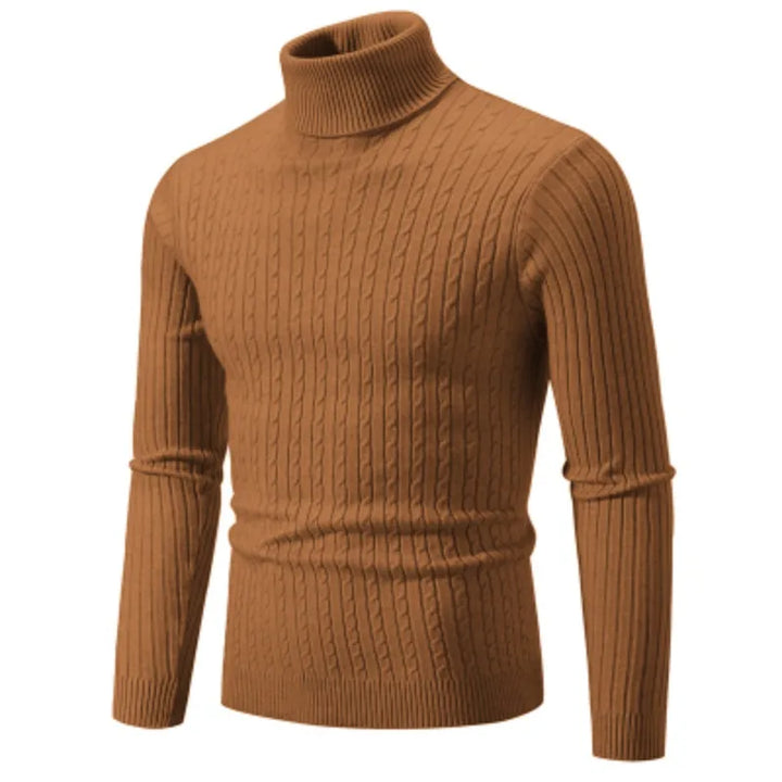 Men's Warm Casual High Neck Knitted Pullover Sweater for Winter