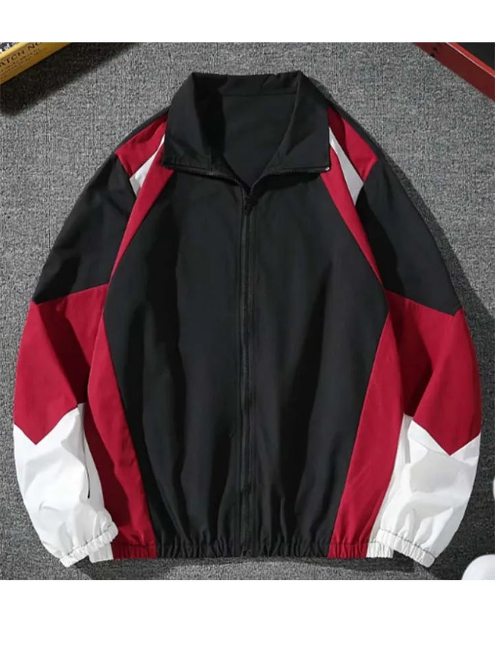 Men's Lightweight Color Block Coat, Casual Travel Windproof Wear-Resistant