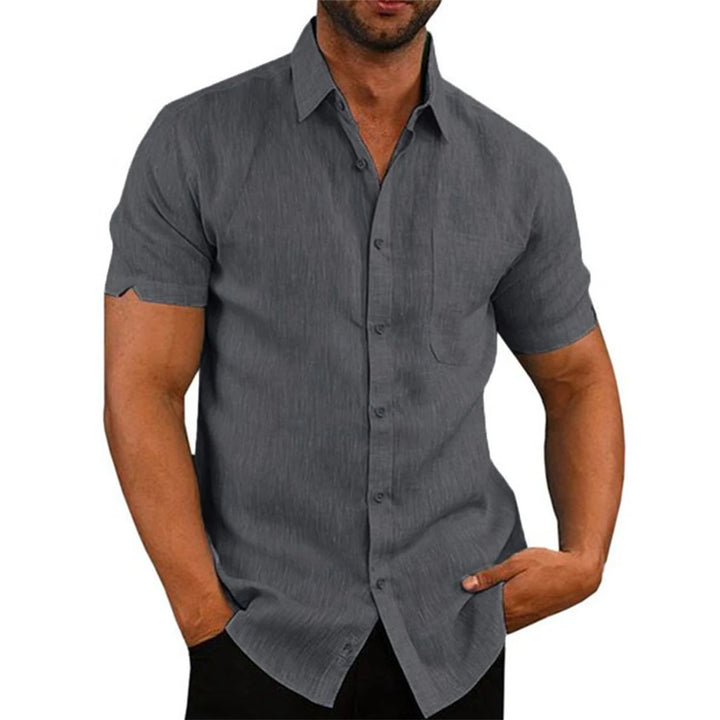 Men's Casual Cotton Linen Short Sleeve Shirts for Summer Beach Wear