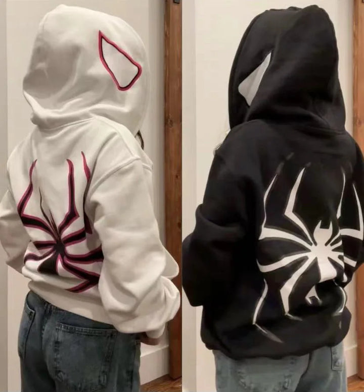 Men's Full Zip Up Graphic Oversized Hoodie Streetwear Punk Y2K Jacket