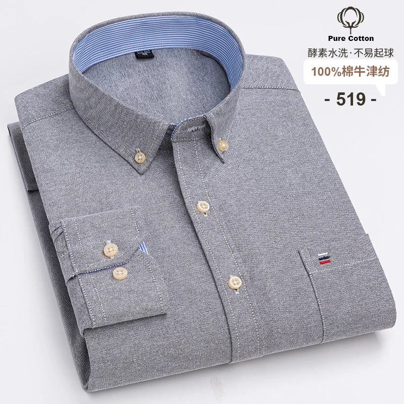 Men's Long Sleeve Cotton Oxford Plaid Button Down Casual Shirt S-7XL