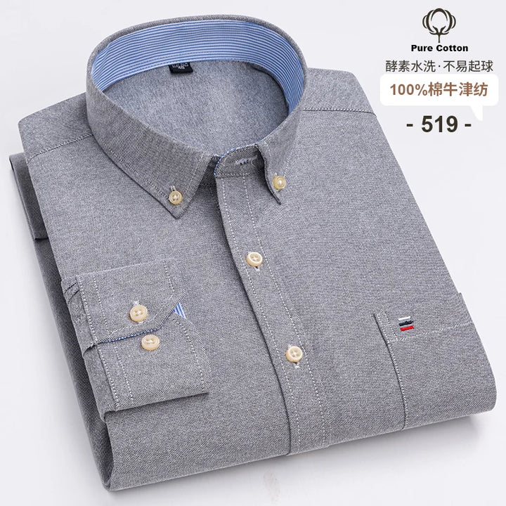 Men's Long Sleeve Cotton Oxford Plaid Button Down Casual Shirt S-7XL