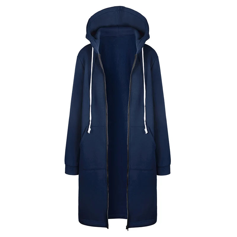 Women's Autumn Winter Thick Hooded Parka with Zipper Pocket