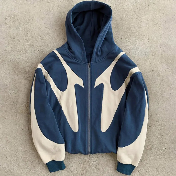 Women's Devil Pattern Printed Hoodie - Y2K Casual Zipper Sweatshirt